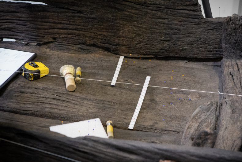 Timber from an archaeological boat under study