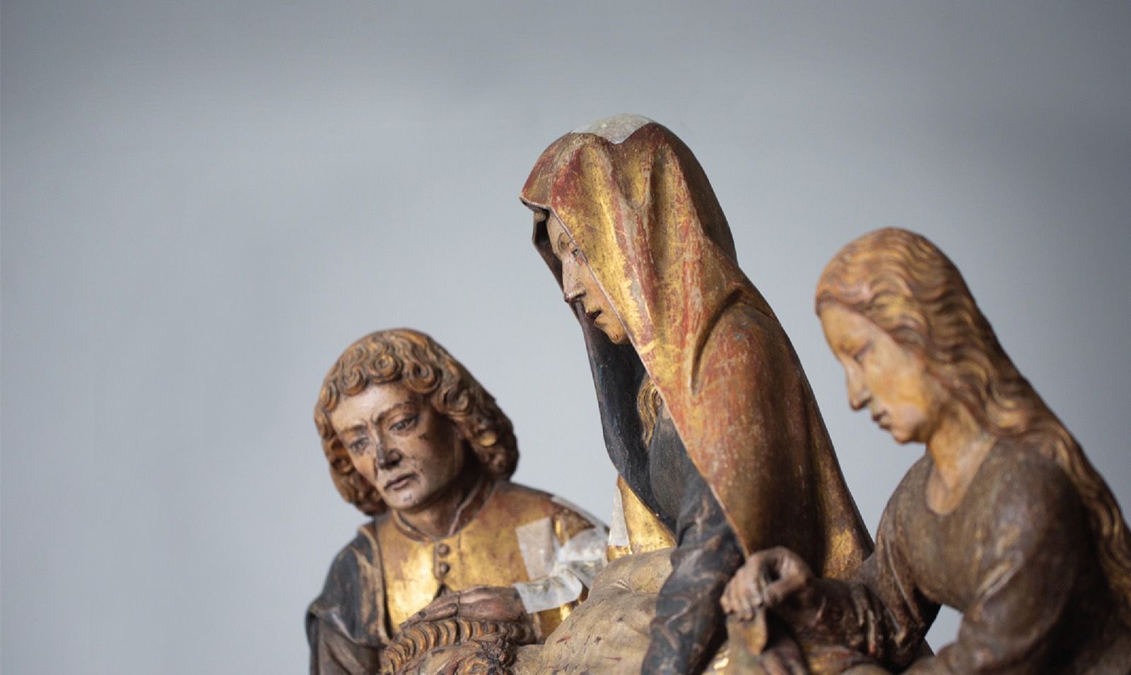 Detail of a historic wooden sculpture